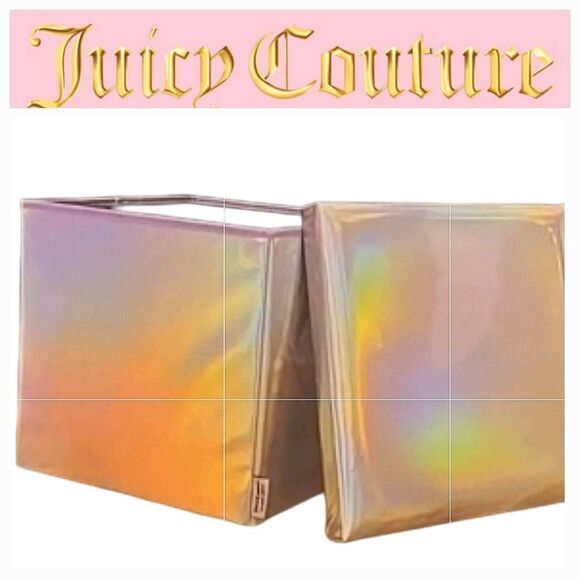 Juicy Couture Home Holographic Faux Leather Lidded Collapsible Storage Cube - Picture 1 of 9